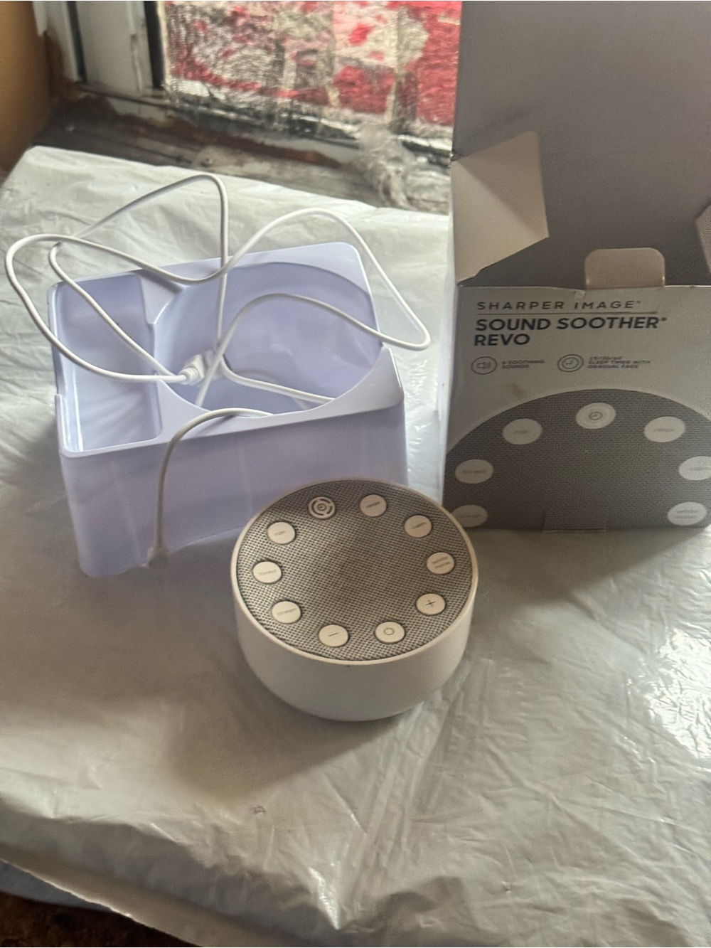 Sharper Image White and Gray Sound Soother Speaker